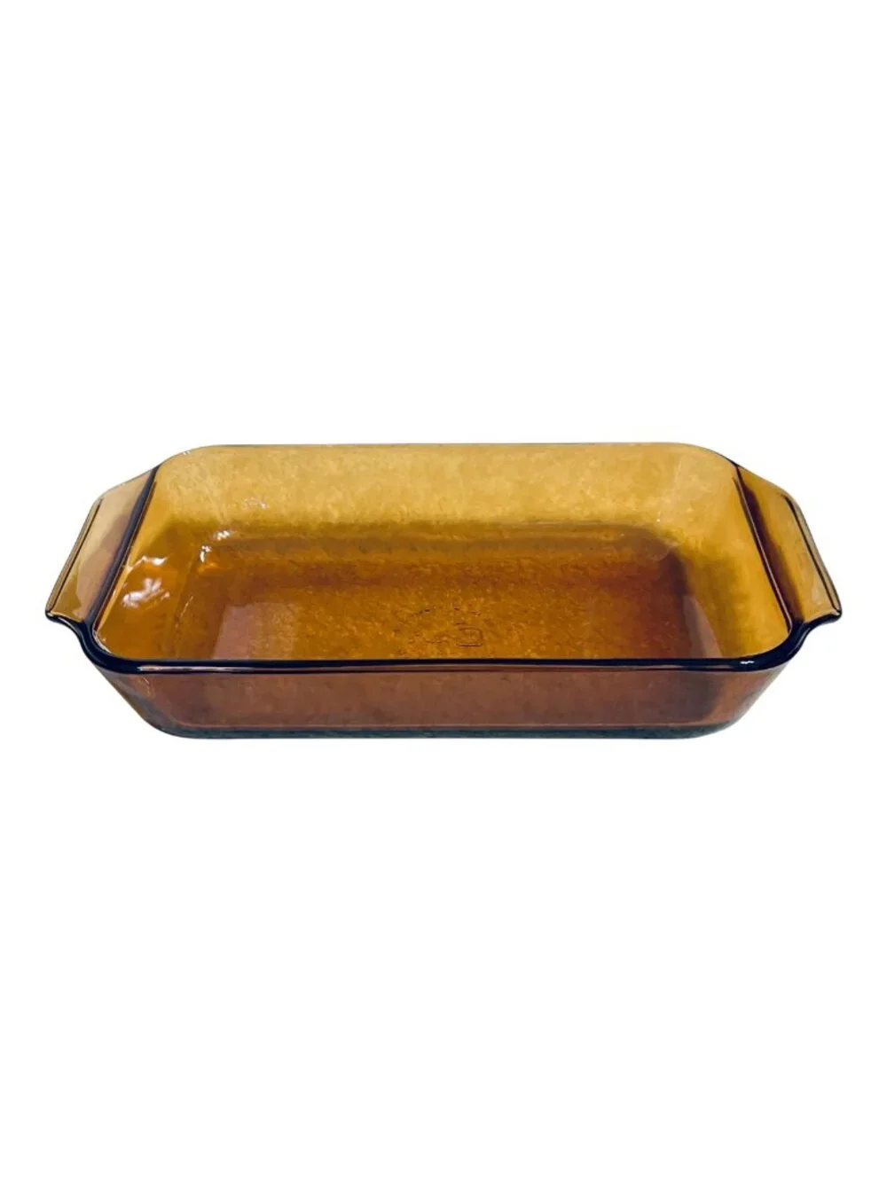 Vintage Anchor Hocking 1.5 Qt Amber Casserole Dish #432 With Wicker Basket USA